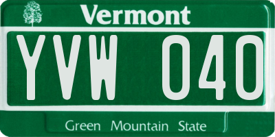 VT license plate YVW040
