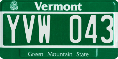 VT license plate YVW043