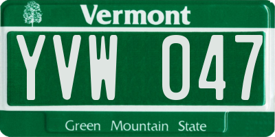 VT license plate YVW047