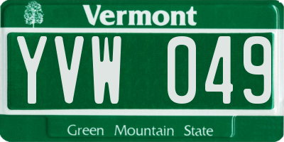 VT license plate YVW049