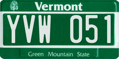 VT license plate YVW051