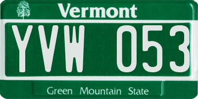 VT license plate YVW053