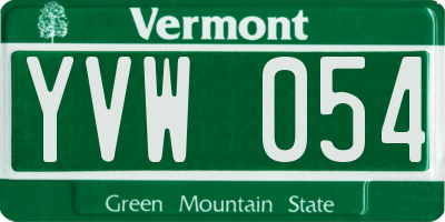 VT license plate YVW054