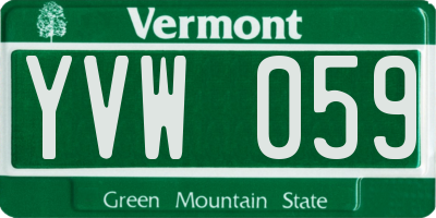 VT license plate YVW059