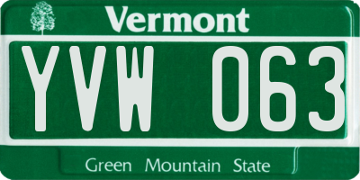 VT license plate YVW063