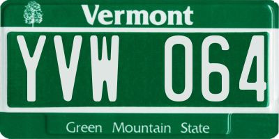 VT license plate YVW064