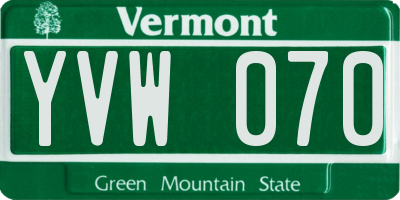 VT license plate YVW070