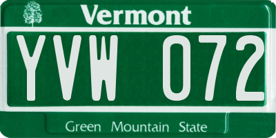 VT license plate YVW072