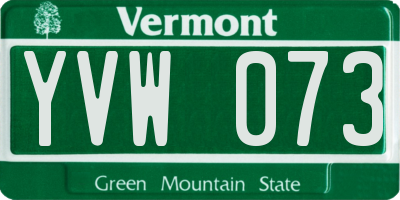 VT license plate YVW073