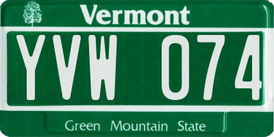 VT license plate YVW074