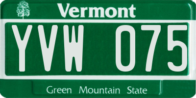 VT license plate YVW075