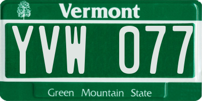 VT license plate YVW077