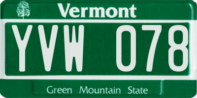 VT license plate YVW078