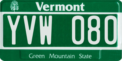 VT license plate YVW080