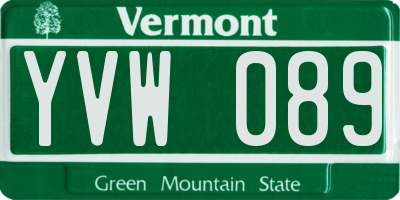 VT license plate YVW089