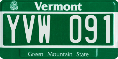 VT license plate YVW091