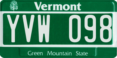 VT license plate YVW098