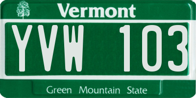 VT license plate YVW103