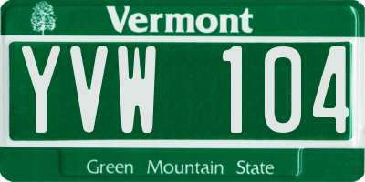 VT license plate YVW104