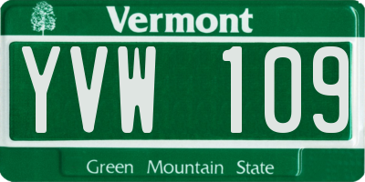 VT license plate YVW109