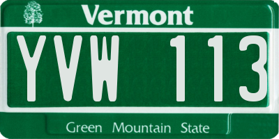 VT license plate YVW113