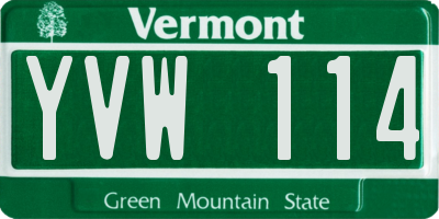 VT license plate YVW114