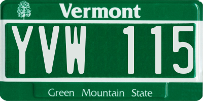 VT license plate YVW115