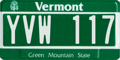 VT license plate YVW117