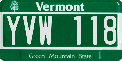 VT license plate YVW118
