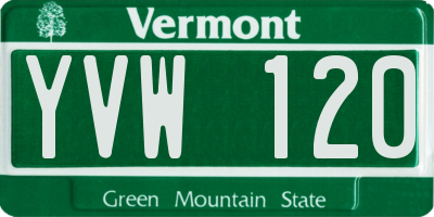 VT license plate YVW120
