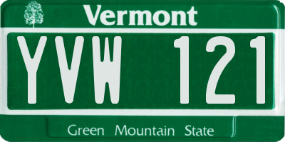 VT license plate YVW121