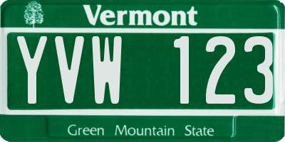 VT license plate YVW123