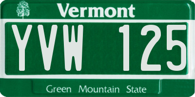 VT license plate YVW125