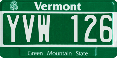 VT license plate YVW126