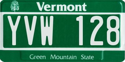 VT license plate YVW128