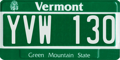 VT license plate YVW130