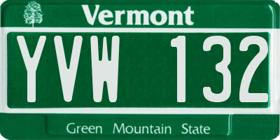 VT license plate YVW132