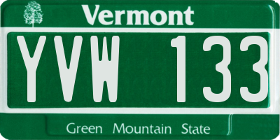VT license plate YVW133