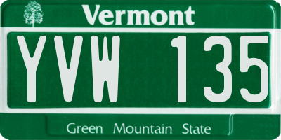 VT license plate YVW135