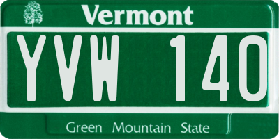 VT license plate YVW140