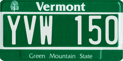 VT license plate YVW150