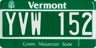 VT license plate YVW152
