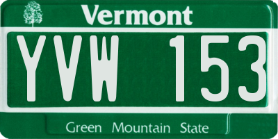 VT license plate YVW153