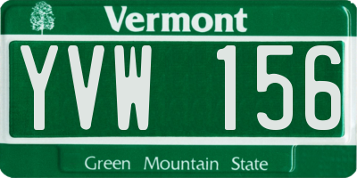 VT license plate YVW156