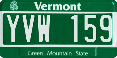VT license plate YVW159