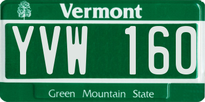 VT license plate YVW160