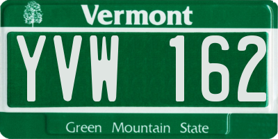 VT license plate YVW162