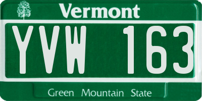 VT license plate YVW163
