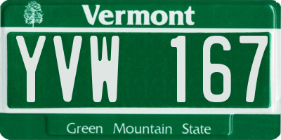 VT license plate YVW167