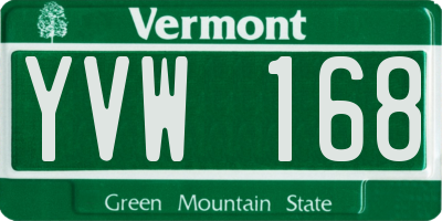 VT license plate YVW168